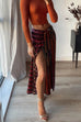 Mid Rise Draped Slit Printed Maxi Skirt