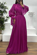 Bell Long Sleeves Twist Front Ruched Maxi Dress