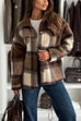 Lapel Button Down Plaid Shacket Jacket