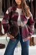 Lapel Button Down Plaid Shacket Jacket