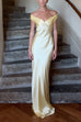 Meridress Off Shoulder Backless Cut Out Satin Maxi Dress