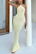 Meridress Halter Open Back Hollow Out Knit Bodycon Maxi Dress