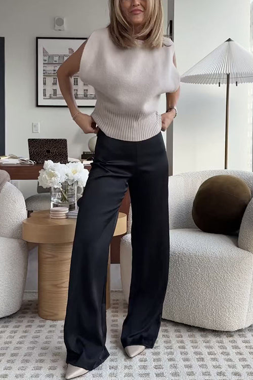 Meridress High Rise Straight Leg Satin Pants