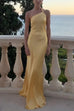 Meridress One Shoulder Open Back Tie Knot Satin Maxi Dress