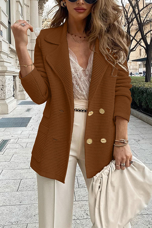 Meridress Double Breasted Textured Cardigan with Pockets