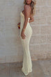 Meridress Halter Open Back Hollow Out Knit Bodycon Maxi Dress