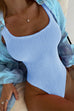 Meridress Low Back High Cut Crinkle One Piece Swimsuit
