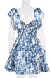 Meridress Bow Shoulder Floral Print A-line Mini Cami Dress