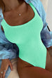 Meridress Low Back High Cut Crinkle One Piece Swimsuit