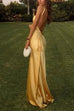 Meridress One Shoulder Open Back Tie Knot Satin Maxi Dress