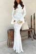 Meridress Bell Long Sleeves Backless Lace-up Shell Print Maxi Dress