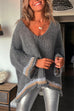 Meridress V Neck Long Sleeve Hollow Out Cozy Sweater