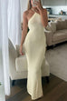 Meridress Halter Open Back Hollow Out Knit Bodycon Maxi Dress
