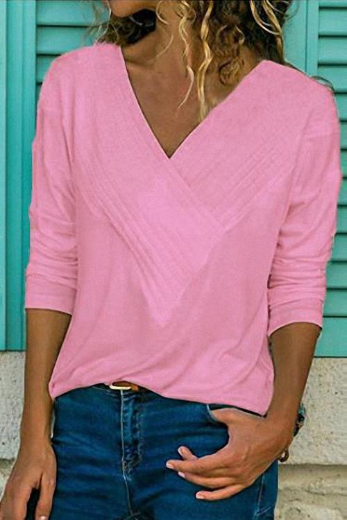Meridress Basic Lily V-neck Long Sleeve Tops