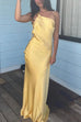 Meridress One Shoulder Open Back Tie Knot Satin Maxi Dress