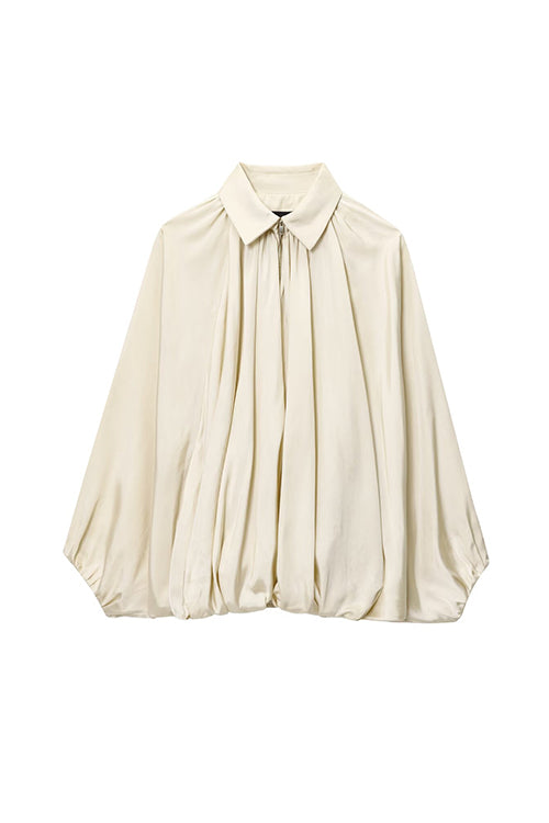 Meridress Lapel Batwing Sleeves Zip Up Bomber Jacket