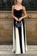 Meridress Low Cut Color Block Swing Maxi Cami Dress