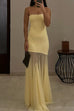 Meridress Strapless Tube Flare Mesh Maxi Party Dress