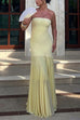 Meridress Strapless Tube Flare Mesh Maxi Party Dress
