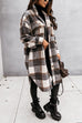 Meridress Long Sleeves Button Up Plaid Casual Shacket Jacket