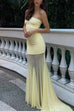 Meridress Strapless Tube Flare Mesh Maxi Party Dress