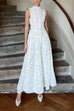 Meridress Mockneck Sleeveless A-line Lace Maxi Dress
