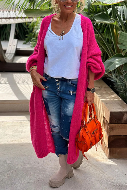 Meridress Open Front Love and Peace Pattern Long Sweater Cardigan(in 5 Colors)