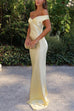 Meridress Off Shoulder Backless Cut Out Satin Maxi Dress