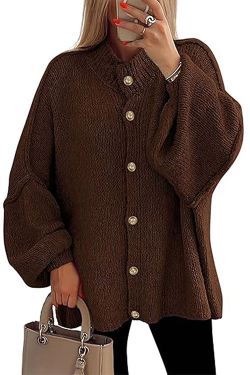 Meridress Button Up Balloon Sleeves Sweater Cardigan
