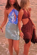 Meridress Halter Cut Out Open Back Sequin Mini Dress