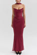 Meridress Ruched Strapless Corset and Bodycon Maxi Skirt Set with Scarf