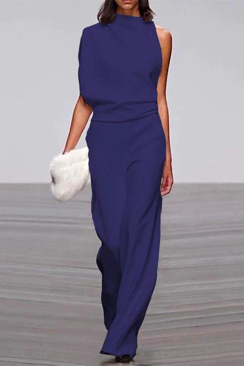 Meridress Cowl Neck One Shoulder Batwing Sleeve Party Suit