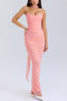 Meridress Ruched Strapless Corset and Bodycon Maxi Skirt Set with Scarf