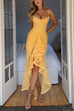 Meridress Spaghetti Strap Draped Front Ruffle Trim Maxi Dress