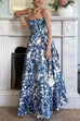 Meridress Strapless Back Lace-up Print Maxi Party Dress