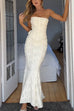 Meridress Embroidered Strapless Corset and Bodycon Maxi Mermaid Skirt Set