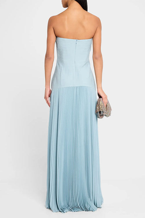 Meridress Strapless Tube Patchwork Pleated Maxi Dress