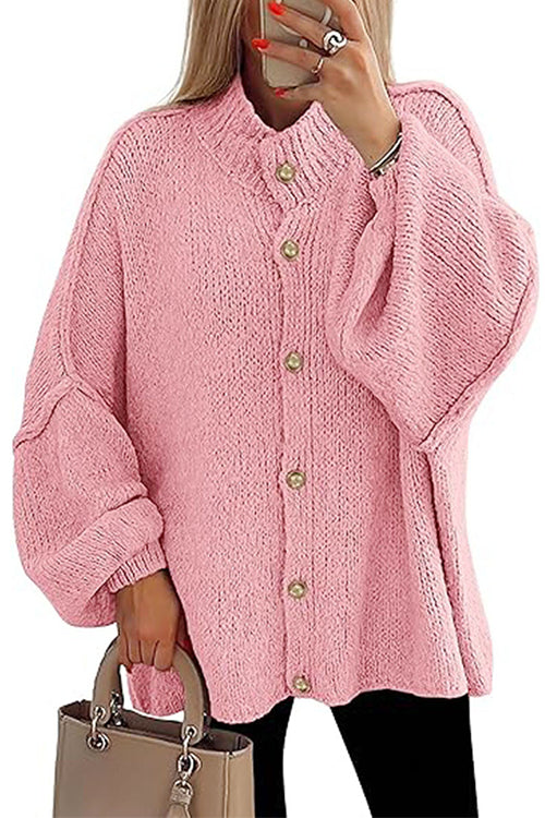 Meridress Button Up Balloon Sleeves Sweater Cardigan