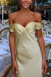 Meridress Off Shoulder Backless Cut Out Satin Maxi Dress