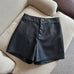 Meridress High Rise One Button Faux Leather Shorts