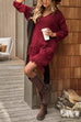 Drop Shoulder Pocketed Fringe Mini Sweater Dress