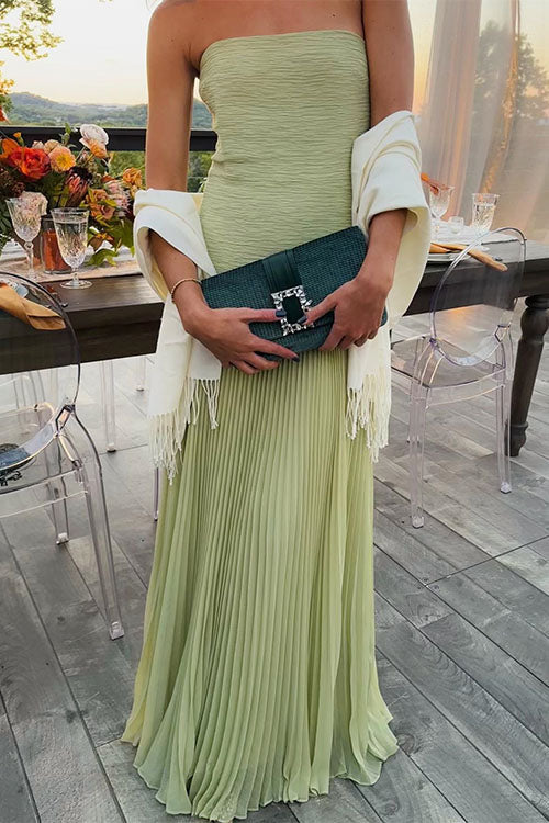 Meridress Strapless Tube Patchwork Pleated Maxi Dress