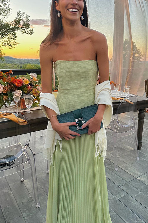 Meridress Strapless Tube Patchwork Pleated Maxi Dress