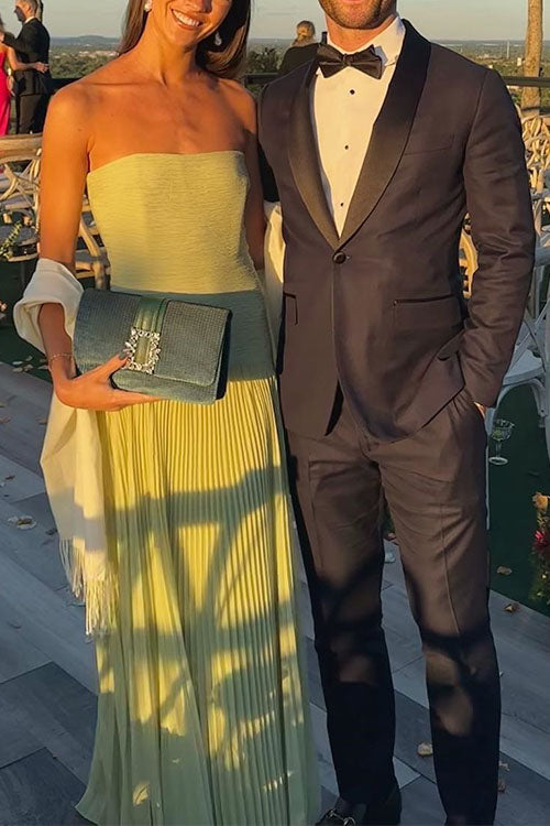 Meridress Strapless Tube Patchwork Pleated Maxi Dress