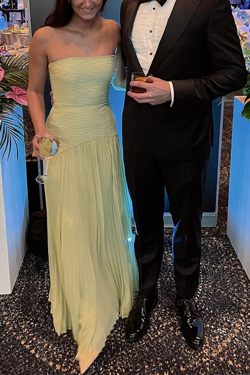 Meridress Strapless Tube Patchwork Pleated Maxi Dress