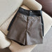 Meridress High Rise One Button Faux Leather Shorts