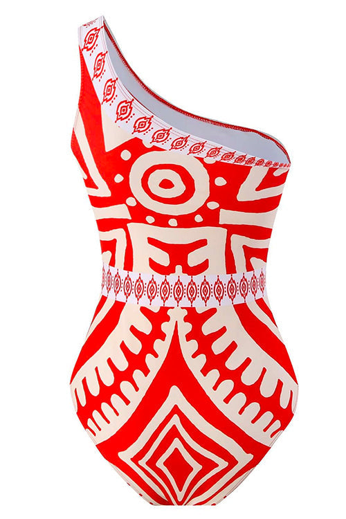 Meridress Printed One Shoulder Tummy Control Swimsuit and Wide Leg Cover Up Pants Set