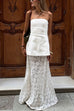 Meridress Elastic WaistBand Lace Hollow Out Maxi Skirt
