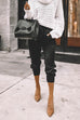 Meridress High Waist Pocketed Satin Joggers