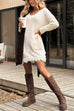Drop Shoulder Long Sleeves Pocketed Fringe Mini Sweater Dress